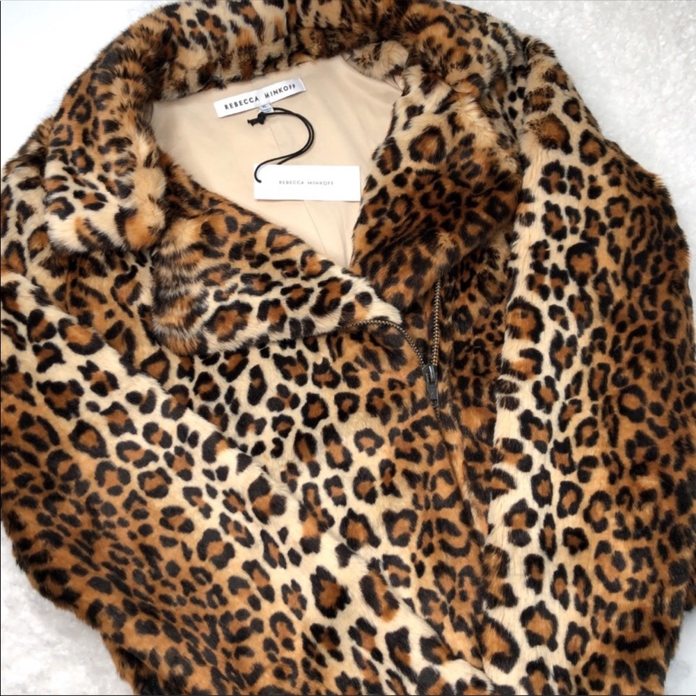 Rebecca Minkoff “Hudson” Faux Fur Leopard Bomber - Picture 1 of 8